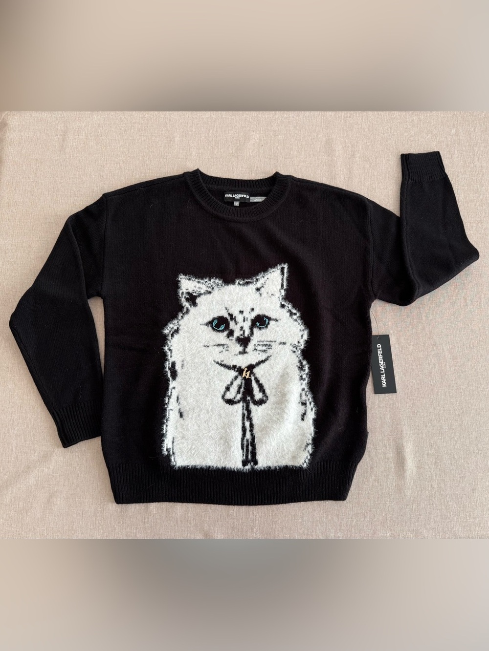 NEW Karl Lagerfeld Paris Women’s Choupette Cat Crewneck Sweater